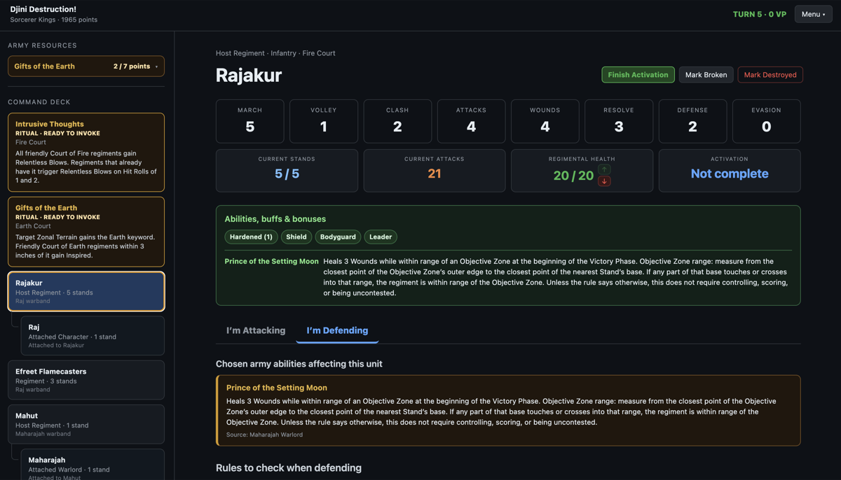 Conquest Battle Manager interface